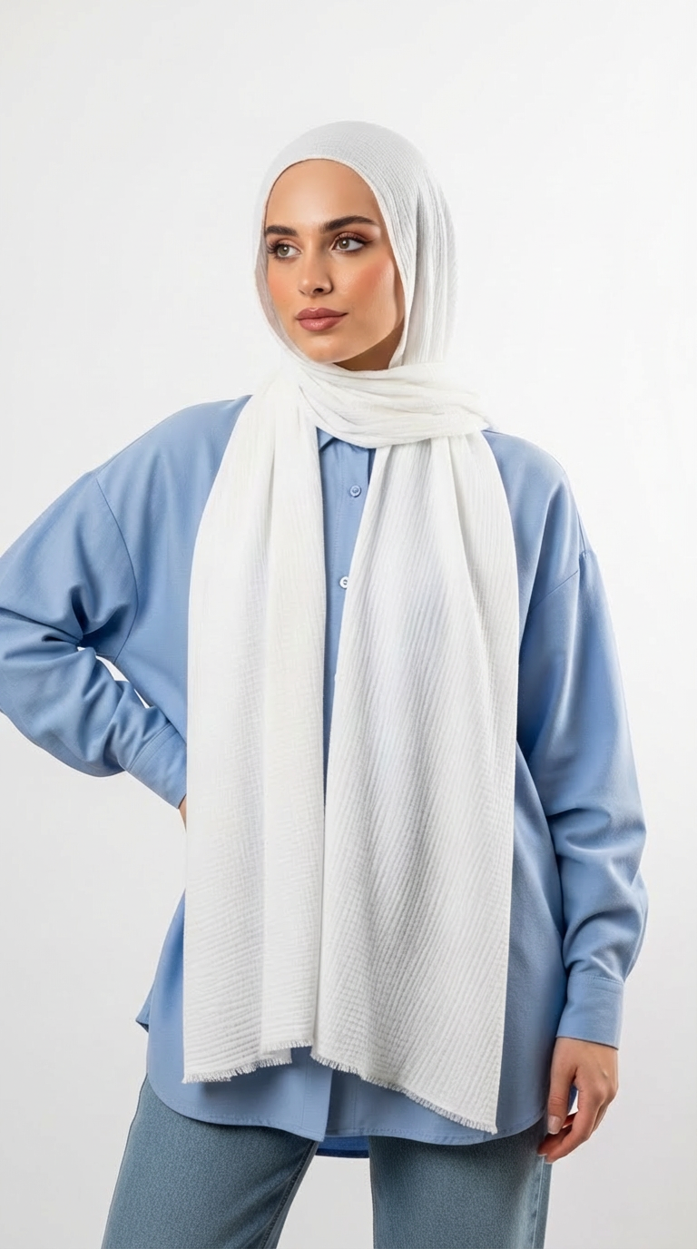 Modal spongy cotton veil in Off White