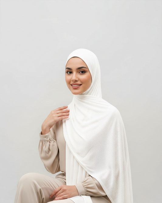 Kuwaiti ribbed rib veils in off white